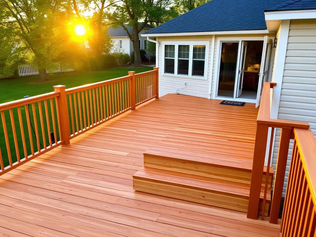 Custom wood deck with railings